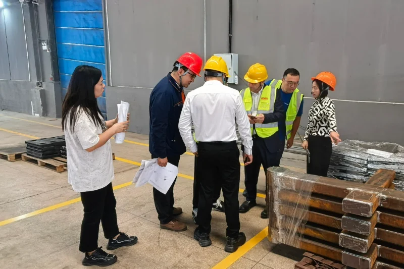 I rappresentanti di TESMEC visitano lo stabilimento di produzione di Hehua per esaminare la produzione e la gestione ambientale